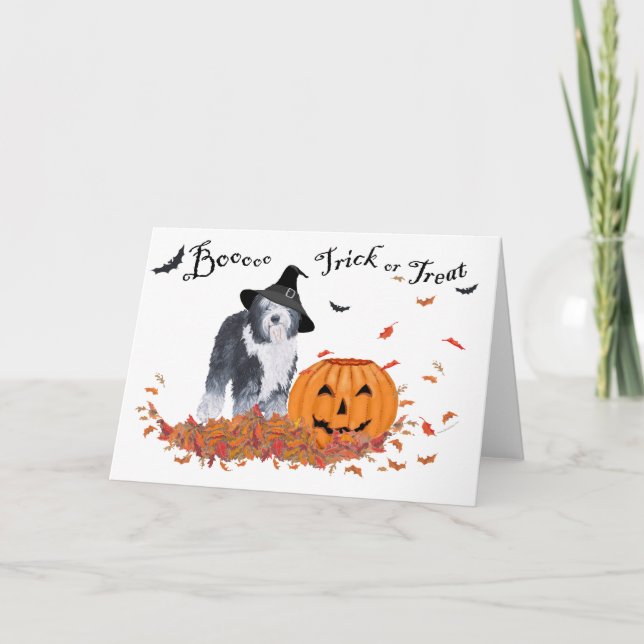 Gammal engelsk herdehund Halloween Kort (Framsida)