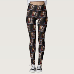 Gammal engelsk herdehund Snöig släde juldekoration Leggings