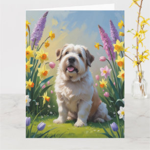 Gammal engelsk herdehund Vårblommor Målning Kort