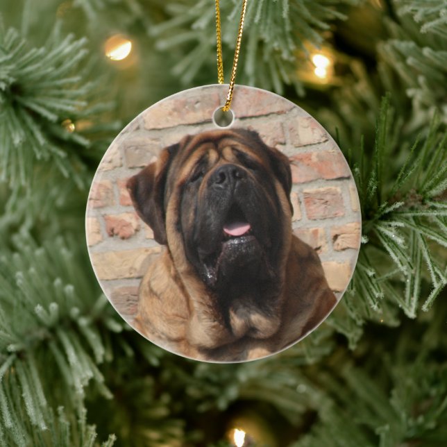 gammal engelsk Mastiff Julgransprydnad Keramik (Träd)