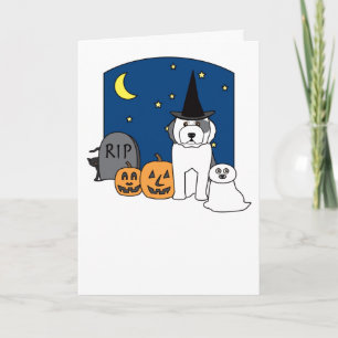 Gammal engelsk Sheepdog Halloween Kort