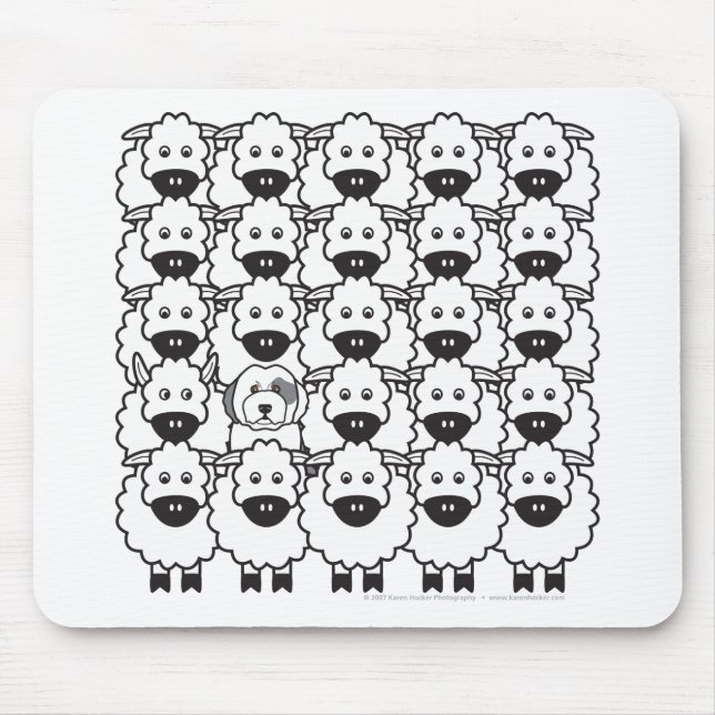 Gammal engelsk Sheepdog i fåren Musmatta (Framsidan)
