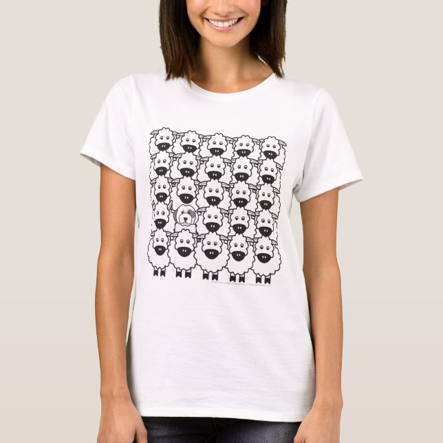Gammal engelsk Sheepdog i fåren T-shirt (Framsida)