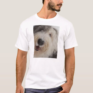 Gammal engelsk Sheepdog - snöansikteT-tröja Tee Shirt