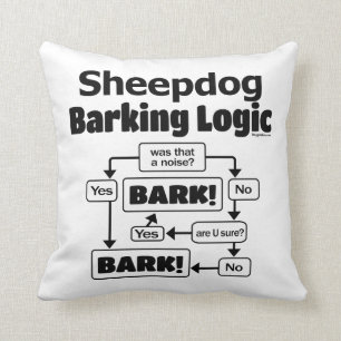 Gammal engelsk Sheepdog som skäller logik Kudde