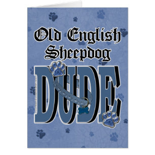 Gammal engelsk SheepdogDUDE Hälsningskort