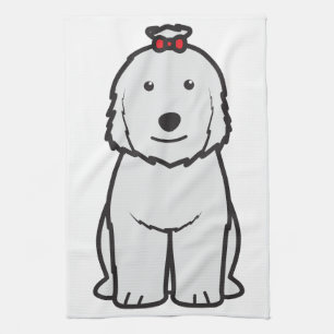 Gammal engelsk Sheepdoghundtecknad Kökshandduk