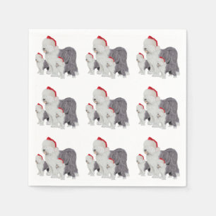 Gammal engelsk SheepdogjulPappersservett Pappersservett