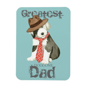 Gammal engelsk Sheepdogpappa Magnet
