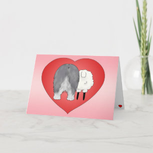 Gammal engelsk Sheepdogvalentin dag Helgkort