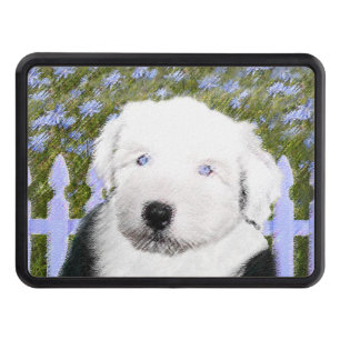 Gammal engelsk Sheepdogvalpmålning - hundkonst Dragkroksskydd