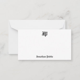 Gammal engelsk textkalligraf monogrammall anteckningskort