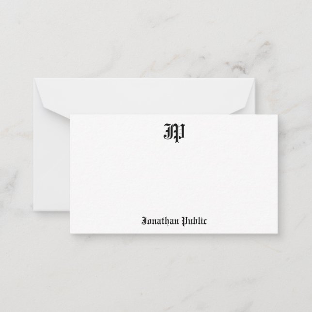 Gammal engelsk textkalligraf monogrammall anteckningskort (Framsida)