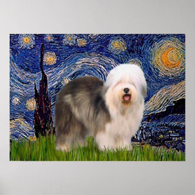 Gammal engelska (F) - Starry Night Poster (Framsidan)