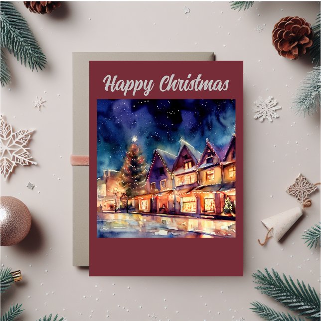 Gammal England i jul Helgkort (Christmas scene card that can be personalized to fit your needs.)