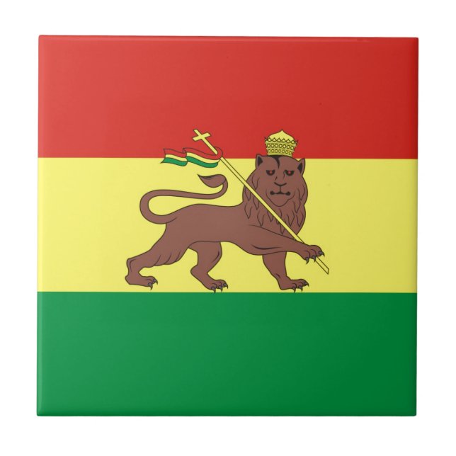 Gammal etiopisk flagga med lejont av Judah Kakelplatta (Framsidan)