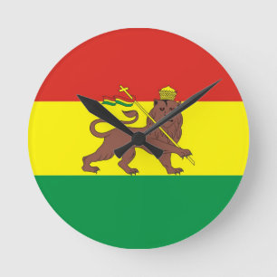 Gammal etiopisk flagga med lejont av Judah Rund Klocka