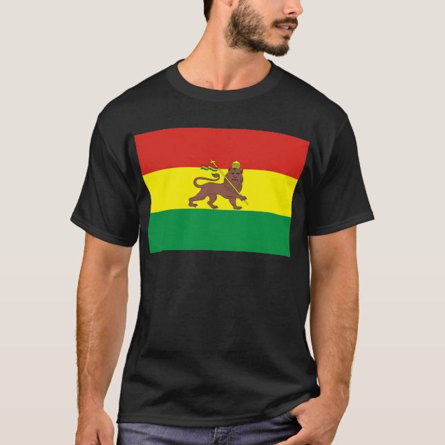 Gammal etiopisk flagga med lejont av Judah T-shirt (Framsida)