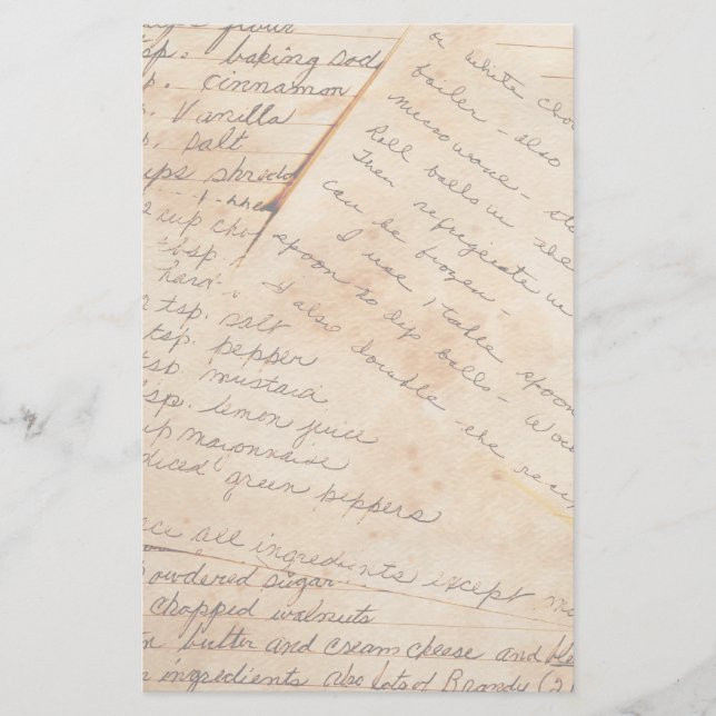 Gammal familjreceptbrevpapper brevpapper (Framsida)