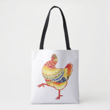 Gammal färgrik gårdshöna från bondgård