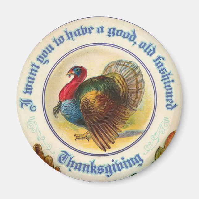 Gammal fasad Thanksgiving Runda Magnet (Framsidan)