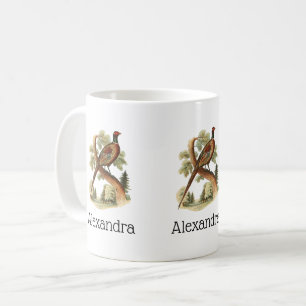 Gammal fasan på gren med träd Teckning Färg Kaffemugg