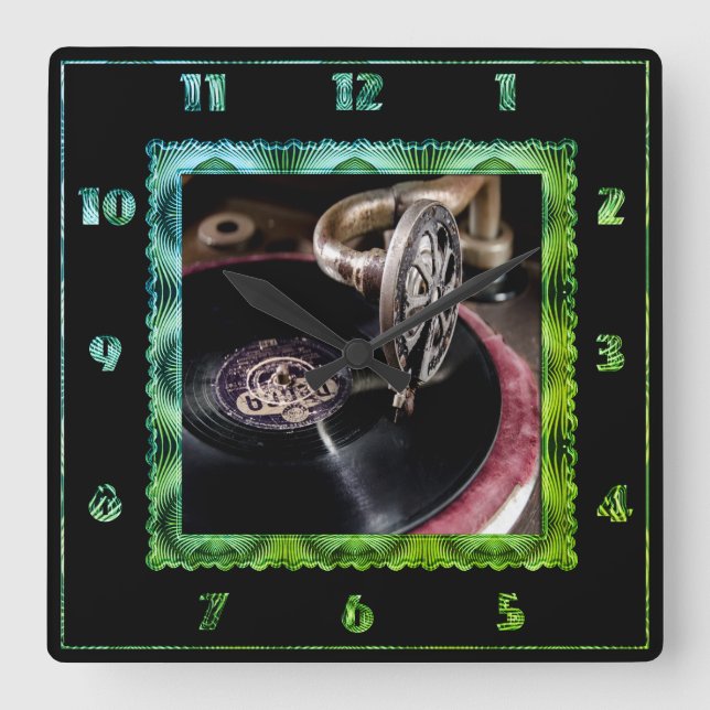 Gammal fashiated Turnables Clock Fyrkantig Klocka (Framsida)