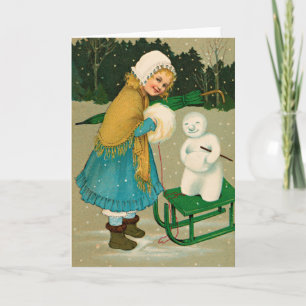 Gammal fashiated Vintage Victorian Winter-jul Helgkort