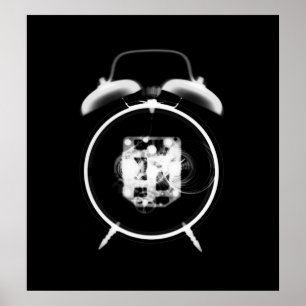 Gammal fashiated X-Ray Clock Black White Poster