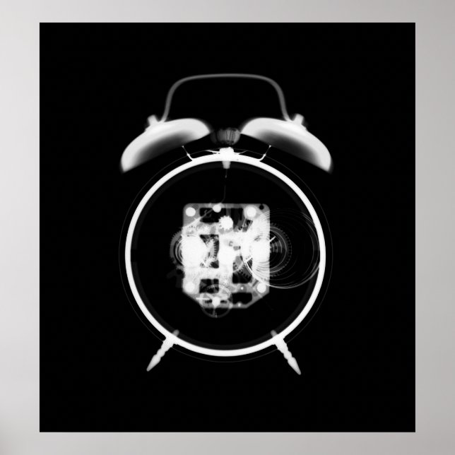 Gammal fashiated X-Ray Clock Black White Poster (Framsidan)