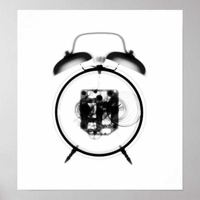 Gammal fashiated X-Ray Clock Black White Poster (Framsidan)