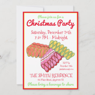 Gammal fashicken Ribbon Candy-julen Party Inbjudningar