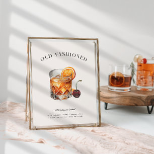 Gammal fashioned Cocktail Meny för dryck på föde Poster