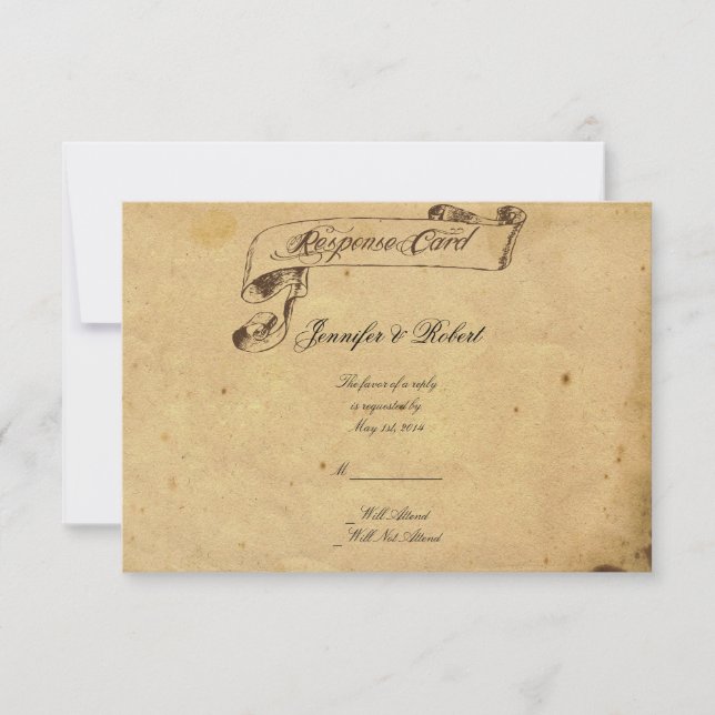 Gammal fashioned Elegance Parchment Quill Response OSA Kort (Framsida)