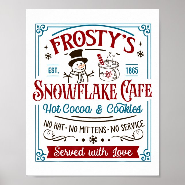 Gammal fashioned Frostists snöflake Cafe Coffee Äl Poster (Framsidan)