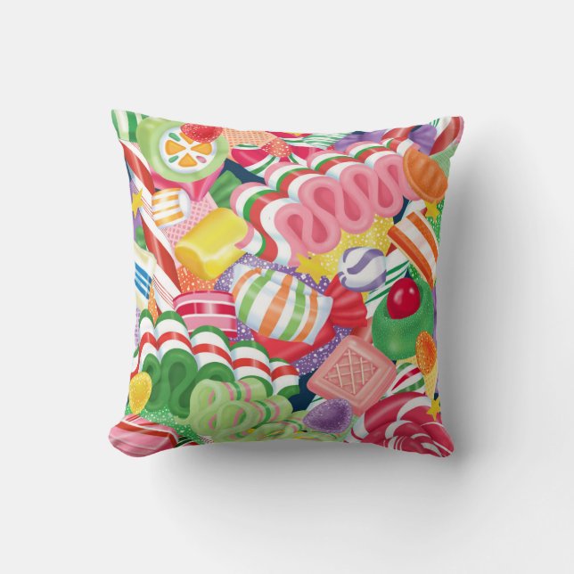 Gammal Fashioned jul Candy Pillow Kudde (Framsida)
