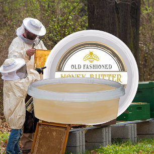 Gammal fashioned Retro honey Butter with Bee Runt Klistermärke