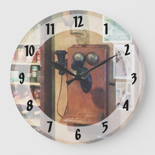 Gammal Fashioned Telefon Stor Klocka (Framsida)