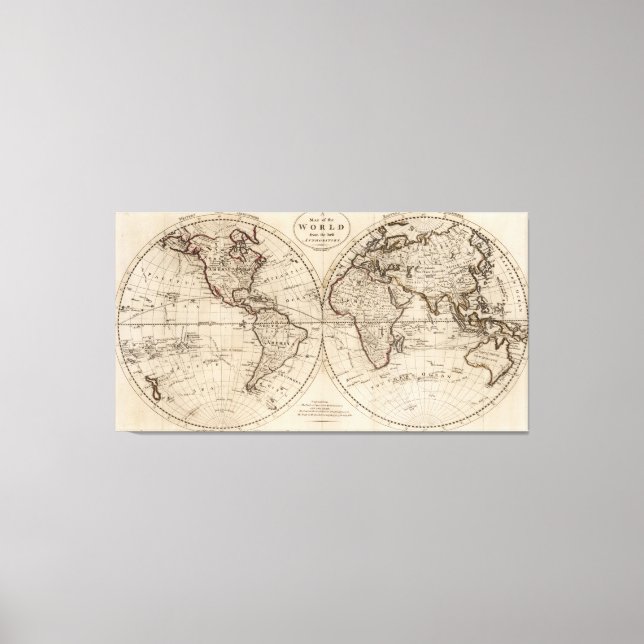 Gammal fashioned World map (1795) Canvastryck (Framsida)