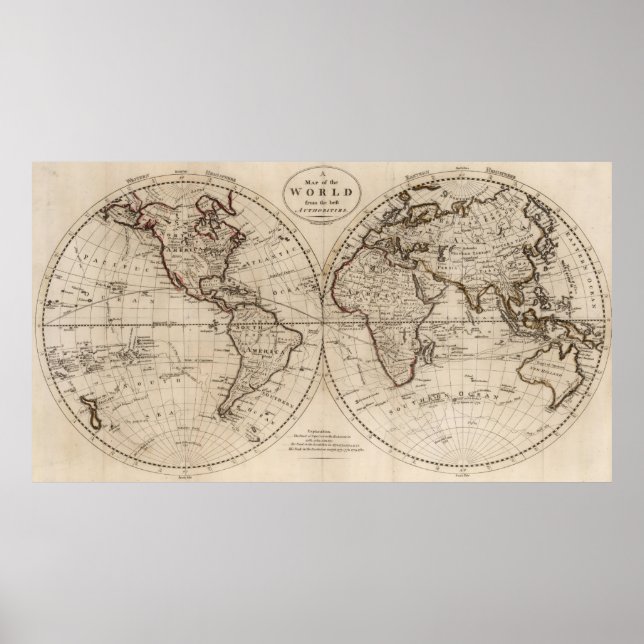 Gammal fashioned World map (1795) Poster (Framsidan)