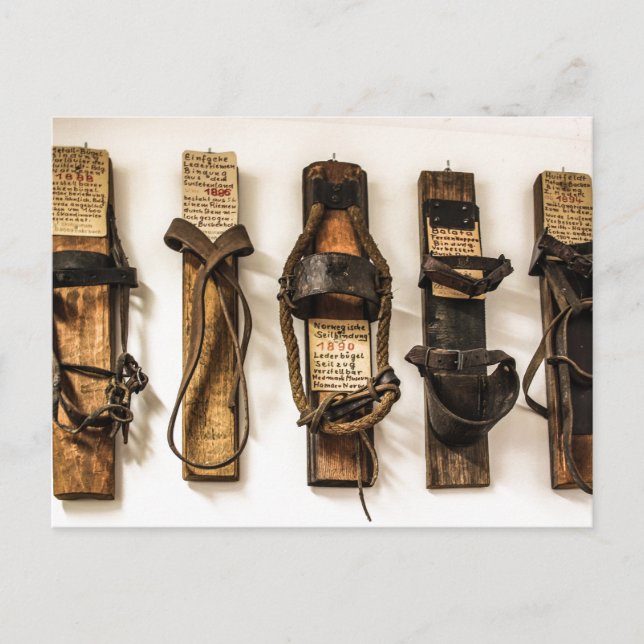 Gammal fashired Ski-tidvykort Vykort (Framsida)