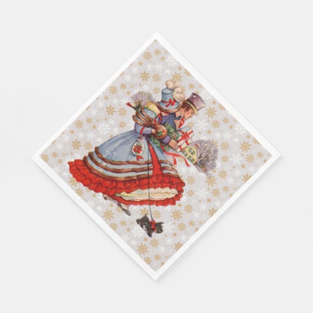 Gammal fastiserad julshoppning Pappra Tallrikar Pappersservett (Hörn)