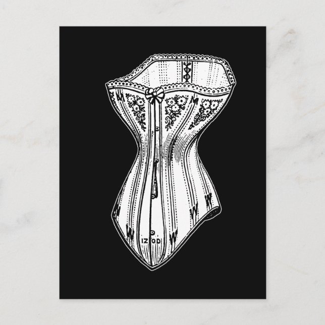 Gammal, fastiserad korsett vykort (Framsida)
