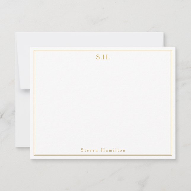 Gammal faux Guld Monogram Namn-minimalistisk Anteckningskort (Framsida)