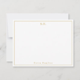 Gammal faux Guld Monogram Namn-minimalistisk Anteckningskort
