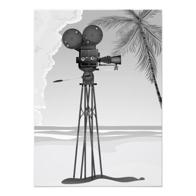 Gammal filmkamera för vintage av filmtid. fototryck (Framsidan)