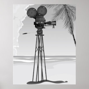 Gammal filmkamera för vintage av filmtid. poster