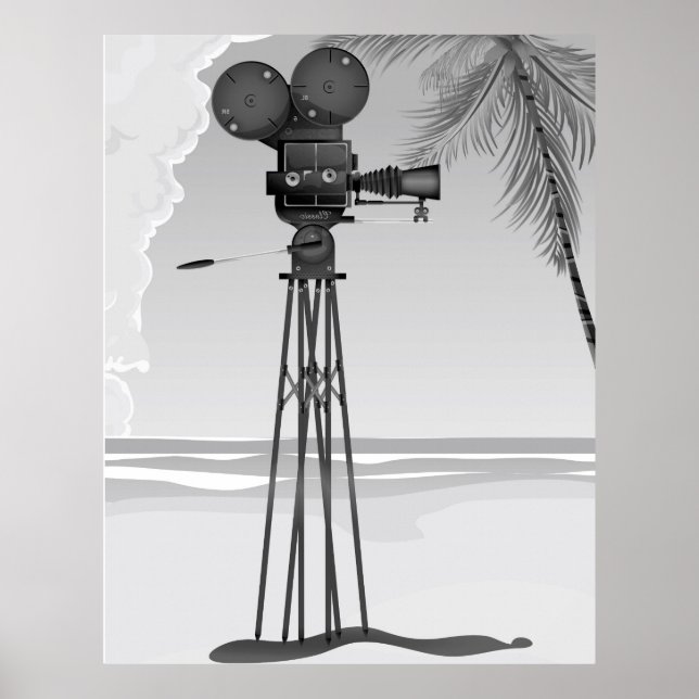 Gammal filmkamera för vintage av filmtid. poster (Framsidan)