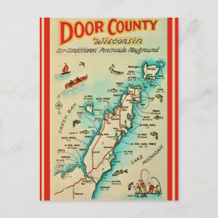 Gammal fiske karta från Door County Vykort