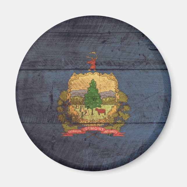 Gammal Flagga av trä. Magnet (Framsidan)